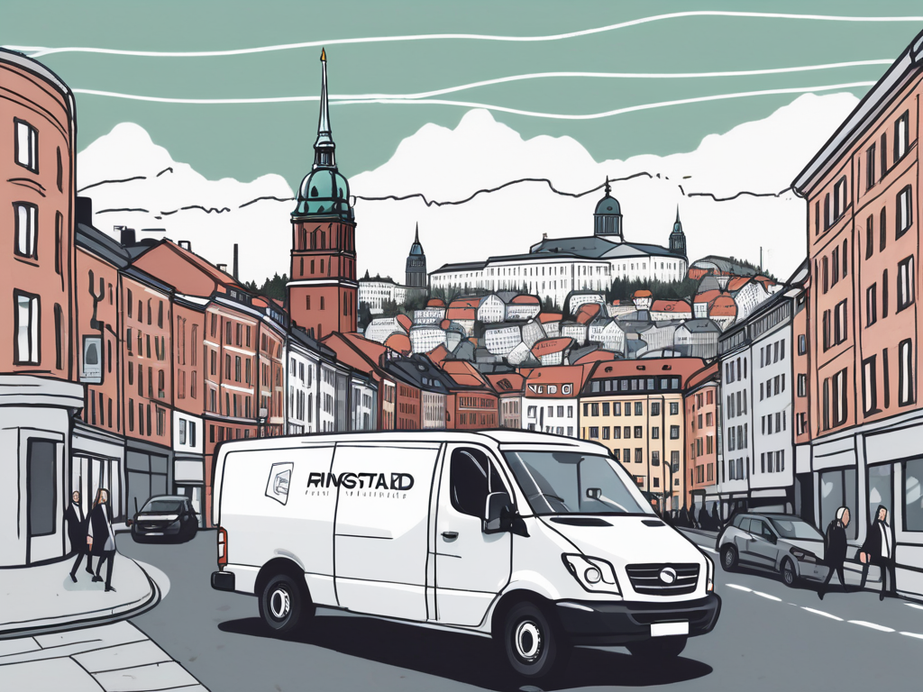 A ringstad transport van navigating through a bustling cityscape of oslo
