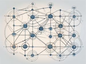 A complex logistics network with various nodes and pathways