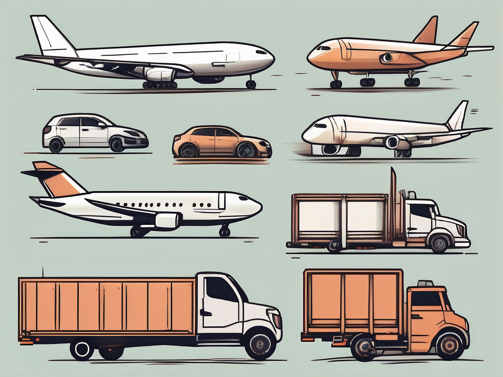 Various types of transportation vehicles like trucks