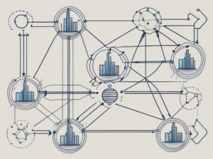 A complex supply chain network with various interconnected nodes and lines